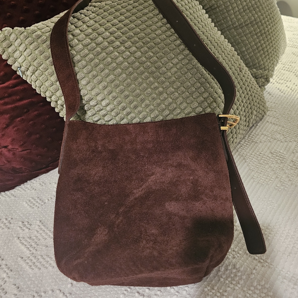 Madewell Suede Crossbody Bag in Rich Burgundy